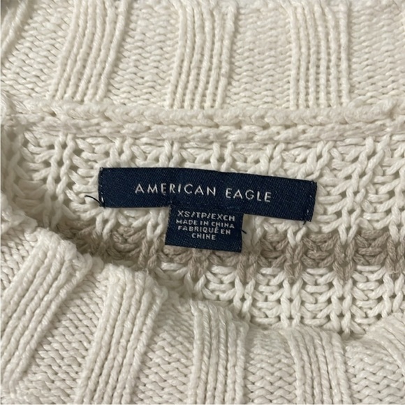 💰American Eagle NWOT Semi Cropped Knit Striped Sweater Oversized XS fits upto XL - Picture 2 of 7
